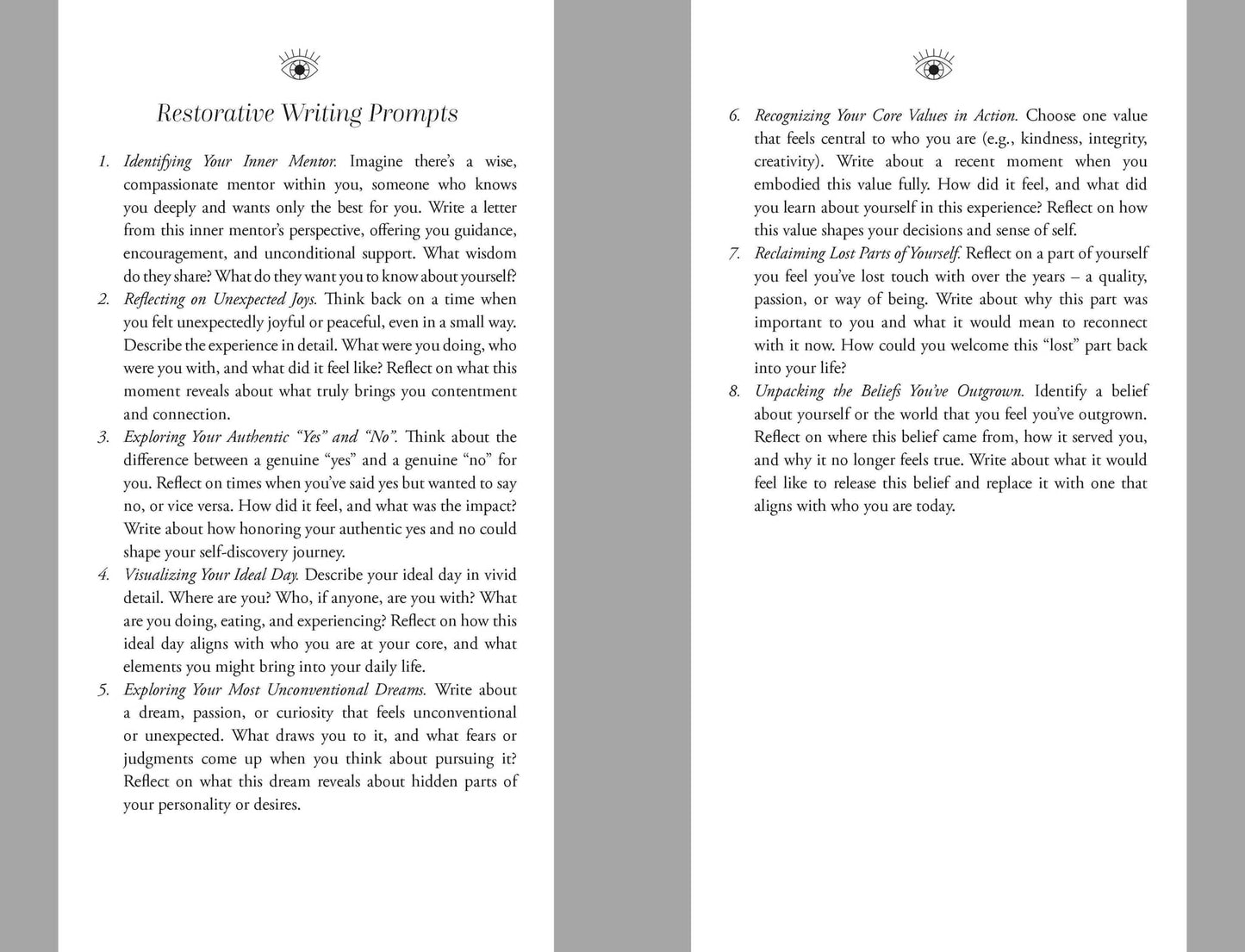 Restorative Writing Prompts from The Altar Within for personal reflection and self-discovery