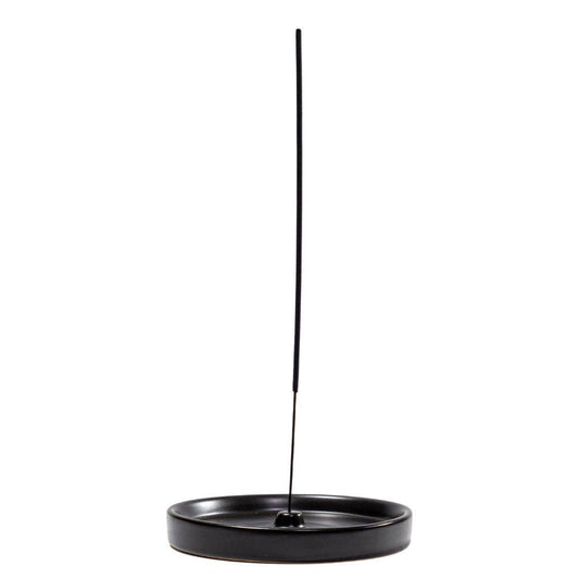 Elegant Black Ceramic Incense Holder with a minimalist design for home fragrance needs