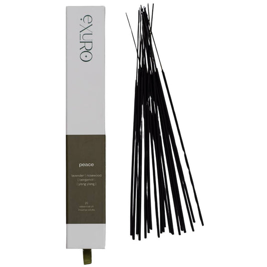 Exuro Incense Sticks in Peace fragrance featuring lavender, rosewood, and bergamot scents