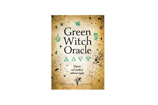 Green Witch Oracle book cover by Cheralyn Darcey showcasing secrets of botanical magick