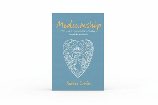 Mediumship book by Kerrie Erwin, featuring a heart-shaped design and guide to spirit communication