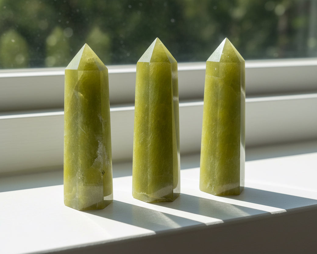 Natural Green Jade Tower | 6 - 8cm Healing Crystal Point for Luck & Abundance - Seidr Magic